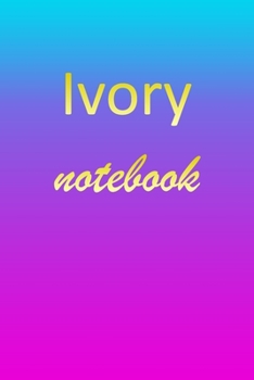 Ivory: Blank Notebook | Wide Ruled Lined Paper Notepad | Writing Pad Practice Journal | Custom Personalized First Name Initial I Blue Purple Gold  | ... Homeschool & University Organizer Daybook