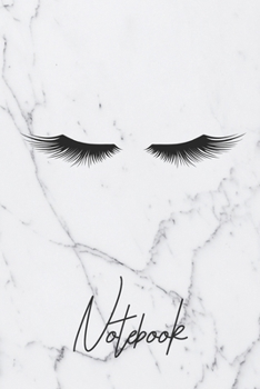 Notebook : College Lined Journal with Cute Eyelashes on White Marble Cover