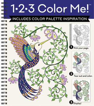 Spiral-bound 1-2-3 Color Me! (Adult Coloring Book with a Variety of Images - Humming Bird Cover) Book