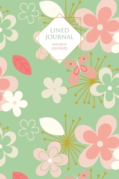Green Floral Lined Journal: 100 Page Lined Journal - 6x9 inch (Elitic Journals)