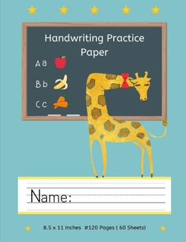 Paperback Handwriting Practice Paper: : Cute Giraffe with Bowtie: Kindergarten Practice Writing Paper with Lines for ABC Kids: Writing Paper for Kids with D Book