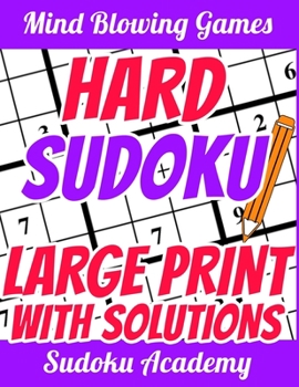 Paperback Hard Sudoku - Large Print: Very Funny and Hard - for Experts - Sudoku Puzzle Book - 1 Puzzle per Page - With Solutions [Large Print] Book