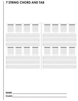 Paperback 7 String Chord And Tab: A Student Manuscript Notebook From Fusello Publishing Book