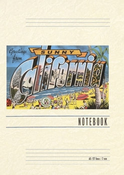Paperback Vintage Lined Notebook Greetings from Sunny California Beach Scene Book