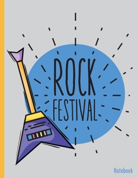 Rock Festival with Electric Guitar: 8.5 x 11 College Ruled Notebook