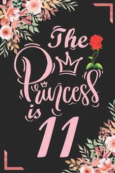 The Princess Is 11: 11th Birthday & Anniversary Notebook Flower Wide Ruled Lined Journal 6x9 Inch ( Legal ruled ) Family Gift Idea Mom Dad or Kids in Holidays - Marble & Red Love Flowers Cover