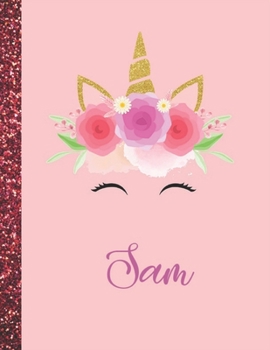 Sam: Sam Marble Size Unicorn SketchBook Personalized White Paper for Girls and Kids to Drawing and Sketching Doodle Taking Note Size 8.5 x 11