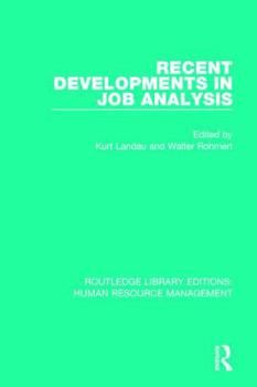 Paperback Recent Developments in Job Analysis Book