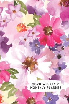 Paperback 2020 Weekly & Monthly Planner: Pink & Purple Poppy Flower Garden Themed Calendar & Journal Book