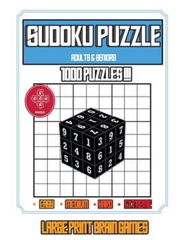 Paperback Sudoku Puzzle Adults & Seniors 1000 Puzzles Easy - Medium - Hard - Extreme Large Print Brain Games Book