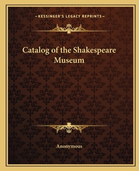 Paperback Catalog of the Shakespeare Museum Book