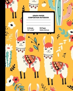 Graph Paper Composition Notebook: Quad Ruled 4 Squares Per Inch Sheets, Math and Science Grid Note Book for Elementary Students, Happy Llama