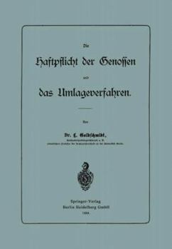 Paperback Die Haftpflicht Der Genossen Und Das Umlageverfahren [German] Book