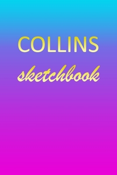 Paperback Collins: Sketchbook - Blank Imaginative Sketch Book Paper - Pink Blue Gold Custom Letter C Personalized Cover - Teach & Practic Book