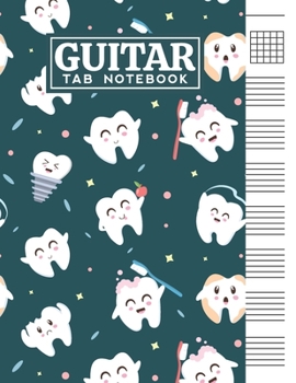 Paperback Guitar Tab Notebook: Blank 6 Strings Chord Diagrams & Tablature Music Sheets with Funny Teeth Themed Cover Design Book