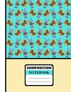 COMPOSITION NOTEBOOK: Cute Little Donkey Print Pattern Gift - College Ruled Donkey Composition Notebook for Boys, Girls, Young Children