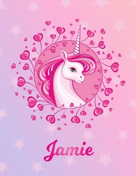Paperback Jamie: Jamie Magical Unicorn Horse Large Blank Pre-K Primary Draw & Write Storybook Paper - Personalized Letter J Initial Cus Book