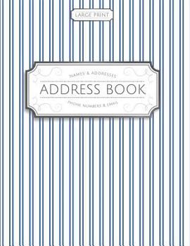 Large Print Address Book : Blue Pinstripes
