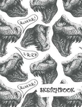 Paperback Sketchbook: Tyrannosaurus Rex Head Fun Framed Drawing Paper Notebook Book