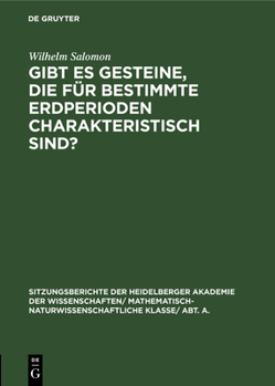 Hardcover Gibt Es Gesteine, Die Für Bestimmte Erdperioden Charakteristisch Sind? [German] Book