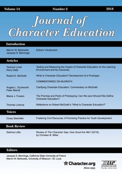 Paperback Journal of Character Education Volume 14 Issue 2 2018 Book