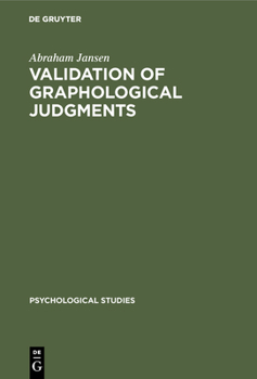 Hardcover Validation of graphological judgments [German] Book