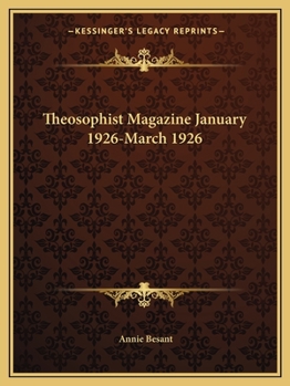 Theosophist Magazine January 1926-March 1926