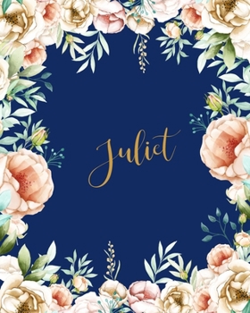 Juliet Dotted Journal: Personalized Notebook Creative Journaling Custom Name Dotted Bujo Notes Writing Journal Pretty Blue Watercolor Flowers Gift for Thankgiving Birthday Valentines Anniversary Day