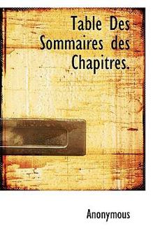 Paperback Table Des Sommaires Des Chapitres. Book