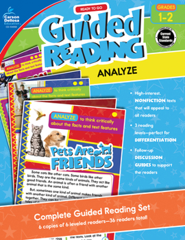 Paperback Carson Dellosa Ready to Go: Analyze Guided Reading Set, Grades 1-2 Resource Book With 36 Nonfiction Leveled Readers, Discussion Guides, Prompts, and More Book