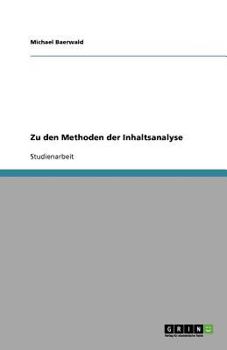 Paperback Zu den Methoden der Inhaltsanalyse [German] Book