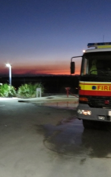 Paperback Notebook: Sunset View Fire Truck Station Book