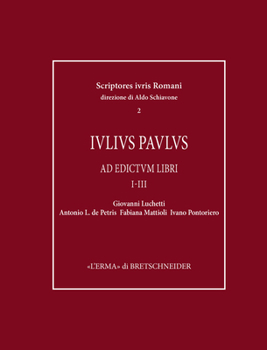 Hardcover Iulius Paulus: AD Edictvm Libri: I-III [Italian] Book
