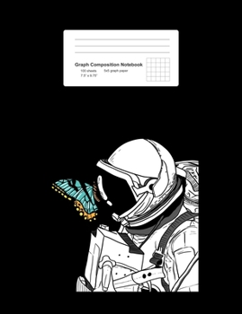Paperback Graph Composition Notebook: Math, Physics, Science Exercise Book - Astronaut Butterfly Art Cute Spaceman Insect Surrealism Gift - Black 5x5 Graph Book