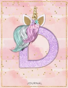 Unicorn Monogram Dot Grid Bullet Journal Notebook - Cute Unicorn Personalized Journal Diary with Dotted Pages - D