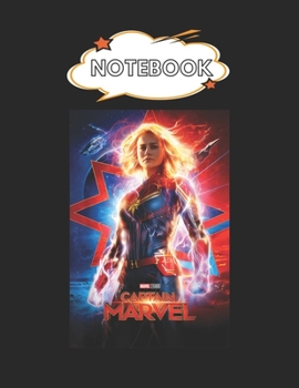Notebook : Marvel Captain Marvel Suited up Poster Blank Comic Notebook for Kids Marble Size Blank Journal Composition Blank Pages Rule College Rule Lined for Student Journal 110 Pages of 8. 5 X11 for