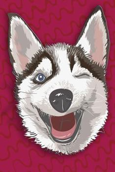 Paperback Composition Book: College Ruled Notebook Composition Book Diary Winking Husky Pink Wave Background Book