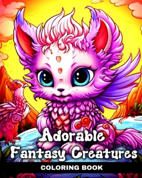 Paperback Adorable Fantasy Creatures Coloring Book: Cute Kawaii Coloring Pages with Baby Mythical Creatures Book
