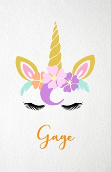 Paperback Gage A5 Lined Notebook 110 Pages: Funny Blank Journal For Lovely Magical Unicorn Face Dream Family First Name Middle Last Surname. Unique Student Teac Book