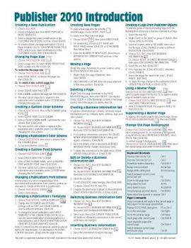 Microsoft Publisher 2010 Quick Reference Guide: Introduction (Cheat Sheet of Instructions, Tips & Shortcuts - Laminated Card)