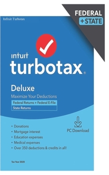 Paperback TurboTax: Deluxe 2020 Desktop Tax Software, Federal and State Returns + Federal E-file guide [PC Download] Book