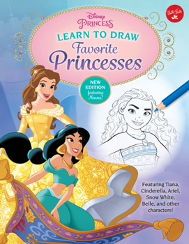 Paperback Disney Princess: Learn to Draw Favorite Princesses: Featuring Tiana, Cinderella, Ariel, Snow White, Belle, and Other Characters! Book