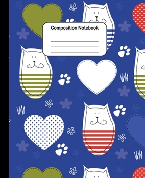 Composition Notebook - Hand Drawn Cats Pattern for Cat Lovers: College Ruled Blank Lined Cute Notebooks for Cat Lovers Girls Women Teens Kids School Writing Notes Journal (7.5 x 9.25 in)