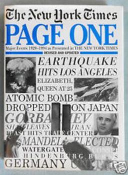 Hardcover Page One: Major Events 1920-1994 As Presented in the New York Times Book