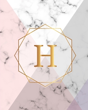 H: Initial Gift Luxury Marble Pink Purple Faux Gold Print Notebook (Initial Marble Notebooks)