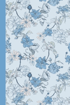 Paperback Journal: Floral Garden (Blue) 6x9 - DOT JOURNAL - Journal with dot grid paper - dotted pages with light grey dots Book