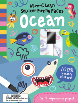 Hardcover Wipe-Clean Sticker Funny Faces Ocean Book