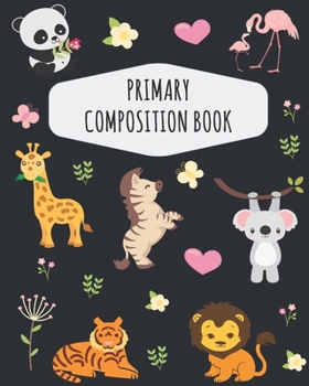 Paperback Jungle Animals Primary Composition Book: Pretty Safari Animals Primary Composition Notebook K-2 - With Picture Space: Draw Top Lines Bottom - Kinderga Book