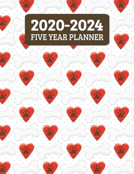 2020-2024 Five Year Planner: Paw Print - Monthly Planner - 60 Month Calendar Scheduler Diary for 5 Years With Notes For Dog Lovers, Puppy Trainers, Dog Mom And Dog Dad (8.5"x11")