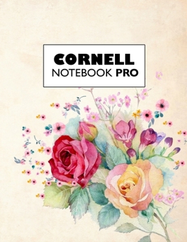 Paperback Cornell Notebook Pro: Large Note Taking System For School And University. College Ruled Pretty Light Notes. Beautiful Pastel Floral Cover - Book